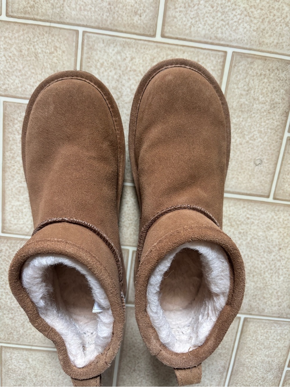 BearPaw Chestnut Suede-Look Shearling Ankle Boots